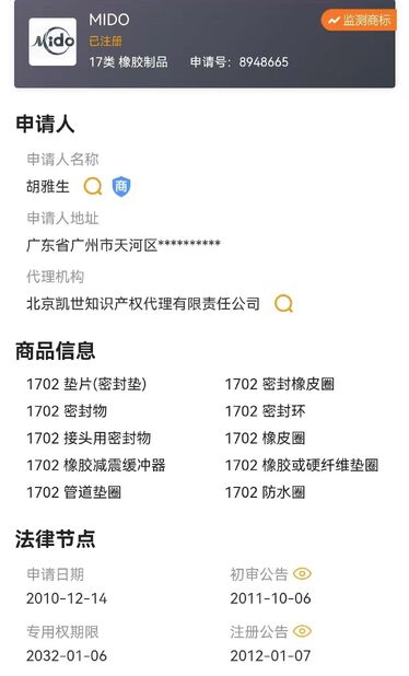 الصين Guangzhou Tianhe Qianjin Midao Oil Seal Firm الشهادات